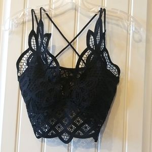 Black Crochet Lace Bralette/Crop Top